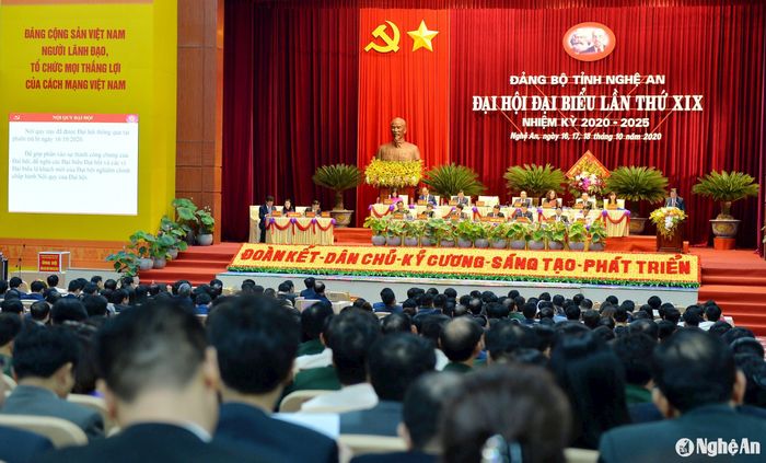 Đại hội đại biểu Đảng bộ Nghệ An lần thứ XIX, nhiệm kỳ 2020 - 2025 với 448 đại biểu tham dự đại diện cho hơn 193.000 đảng viên trong toàn Đảng bộ tỉnh. Ảnh tư liệu: Thành Cường