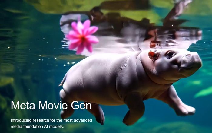  Ảnh từ video với câu lệnh "chú hà mã con đang bơi trong dòng sông". Ảnh: Meta 