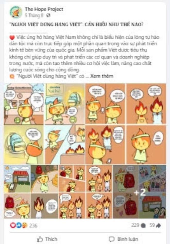 Nhiều nội dung và thông điệp được đăng tải trên Fanpage chính thức của "The Hope Project”. (Ảnh chụp màn hình) 