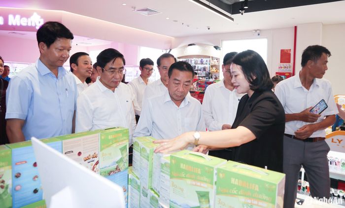 Các đại biểu tham quan gian hàng OCOP. Ảnh: T.P