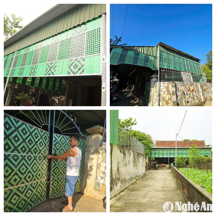 Sản phẩm đan lát từ dây đai nhựa khá đa dạng: Làn đi chợ, rổ, rá, phên che cửa sổ, tấm che cửa, mành, rèm… Ảnh: Thanh Phúc