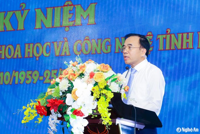 Đồng chí Bùi Quang Hoàn - Giám đốc Sở KH&amp;CN tỉnh Hà Tĩnh phát biểu tại lễ kỷ niệm. Ảnh: Phạm Bằng