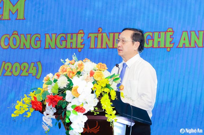 Đồng chí Huỳnh Thành Đạt - Bộ trưởng Bộ Khoa học và Công nghệ phát biểu tại lễ kỷ niệm. Ảnh: Phạm Bằng