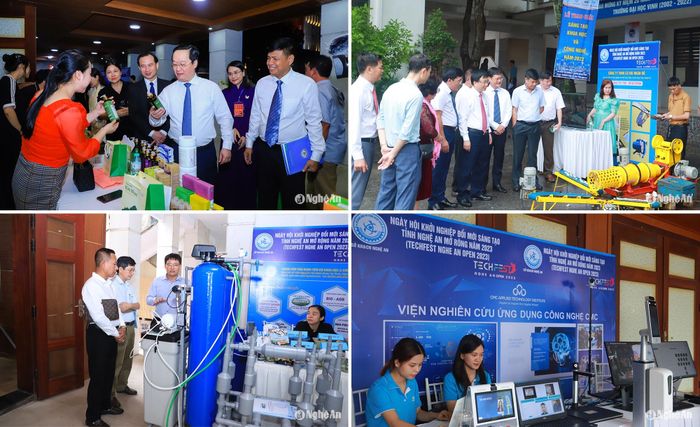 Sản phẩm được trưng bày tại Ngày hội Khởi nghiệp đổi mới sáng tạo tỉnh Nghệ An. Ảnh: PV