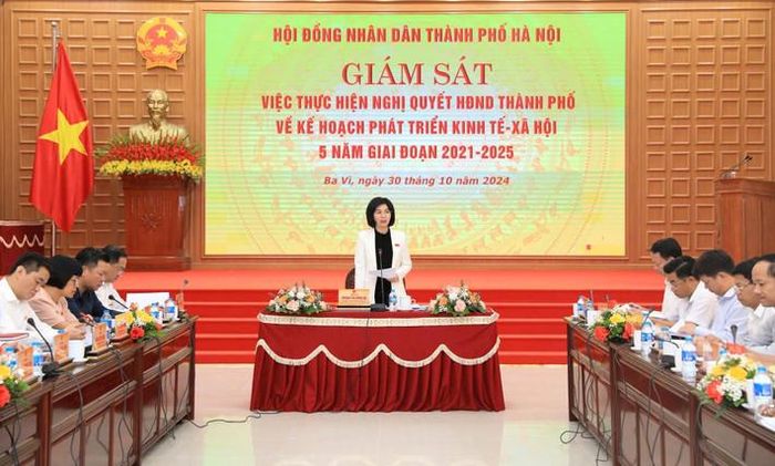 Phó Chủ tịch Thường trực HĐND thành phố Phùng Thị Hồng Hà kết luận buổi làm việc