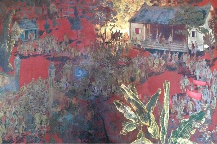 Tranh minh họa huyện đường Cẩm Xuyên (Hà Tĩnh) trong cuộc đấu tranh ngày 7/9/1930.