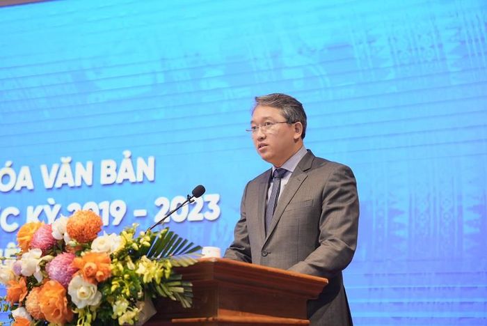 Bộ trưởng Bộ Tư pháp Nguyễn Hải Ninh phát biểu tại Hội nghị.