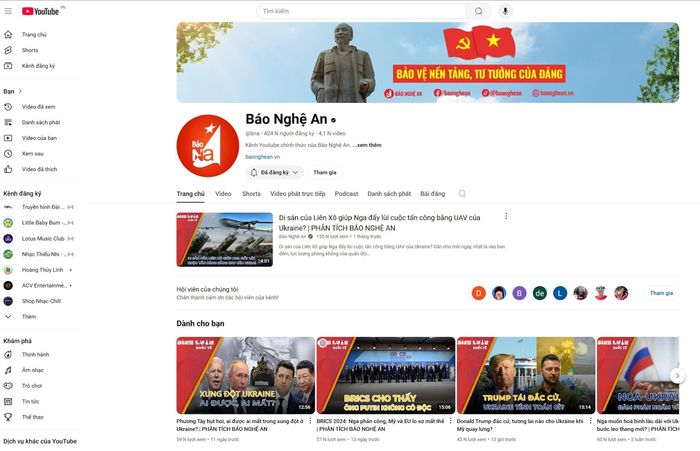 Kênh YouTube Báo Nghệ An đã trở thành địa chỉ tin cậy để tiếp cận những thông tin chính xác, kịp thời, chuyên sâu của hàng triệu người trên địa bàn trong, ngoài tỉnh. Ảnh: Thanh Quỳnh