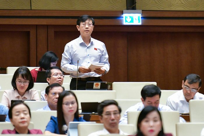 Đại biểu Nguyễn Hữu Thông (Đoàn Bình Thuận) chất vấn. Ảnh: media.quochoi.vn