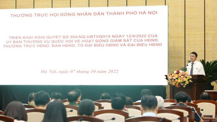  Phó Chủ tịch HĐND TP Hà Nội Phạm Quí Tiên tại buổi triển khai Nghị quyết số 594/NQ-UBTVQH15 của Thường trực HĐND TP Hà Nội