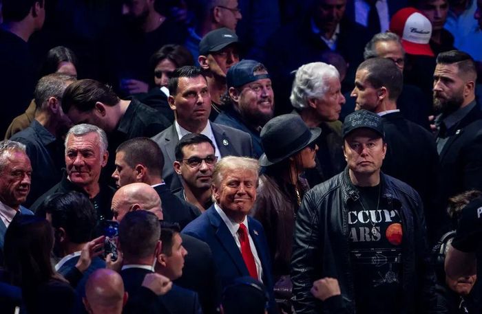  Ông Trump và Musk tham dự trận đấu UFC tại Madison Square Garden. Ảnh: New York Times. 