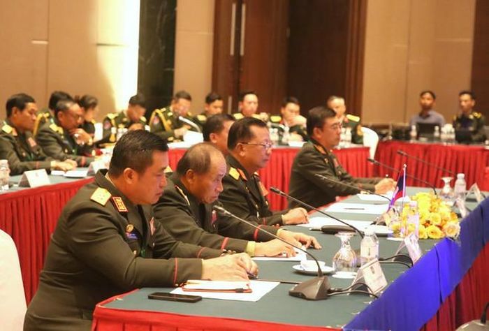  Đoàn đại biểu Bộ Quốc phòng Lào tham dự sự kiện. (Ảnh: Hoàng Minh/TTXVN) 