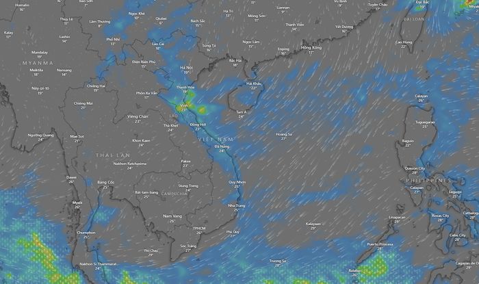  Mô hình dự báo mưa và sét. Nguồn: WINDY 
