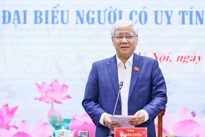Chủ tịch UBTƯ MTTQ Việt Nam Đỗ Văn Chiến phát biểu tại buổi tiếp đoàn. Ảnh: Quang Vinh.
