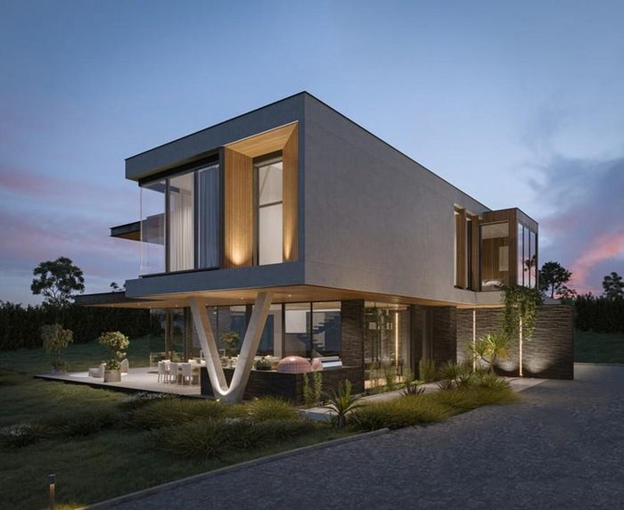 Nhà sàn bê tông kết hợp hoàn hảo giữa kiến trúc truyền thống và hiện đại, phù hợp với nhiều vùng nông thôn ở Việt Nam. Thiết kế nhà sàn giúp nâng cao nền, tránh lũ lụt và côn trùng. Ảnh: Shome