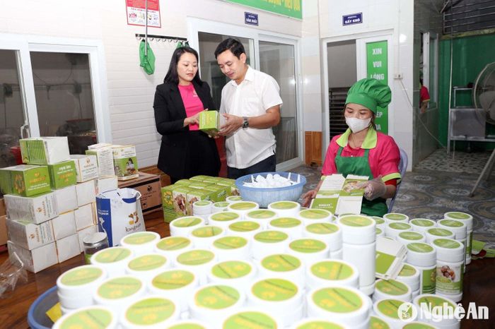 Các dòng sản phẩm dinh dưỡng đạt tiêu chuẩn OCOP 3 sao của Công ty HaDaLiFa (phường Nghi Hòa, TP. Vinh) đã tận dụng nền tảng thương mại số để quảng bá, tiêu thụ. Ảnh: T.H