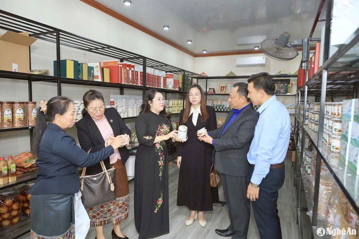 Đoàn công tác tham quan, học hỏi tại mô hình Hợp tác xã Nông nghiệp sen quê Bác (Nam Đàn). Ảnh: Thanh Quỳnh