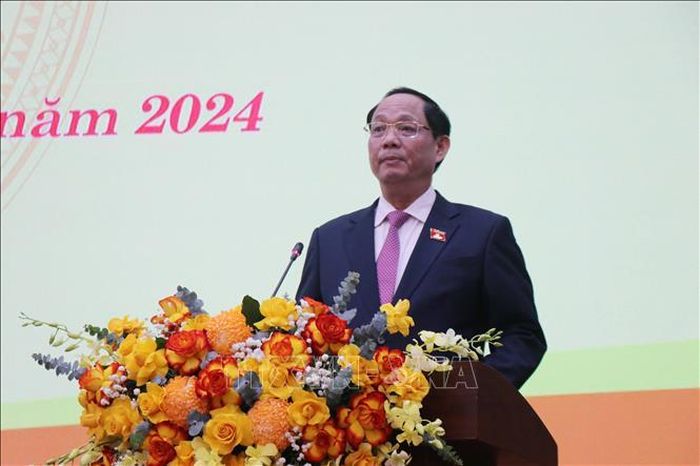 Thượng tướng Trần Quang Phương, Ủy viên Trung ương Đảng, Phó Chủ tịch Quốc hội phát biểu tại Kỳ họp. Ảnh: Phạm Cường/TTXVN