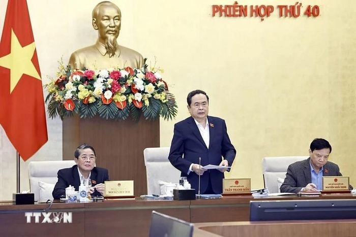 Chủ tịch Quốc hội Trần Thanh Mẫn phát biểu khai mạc. Ảnh TTXVN