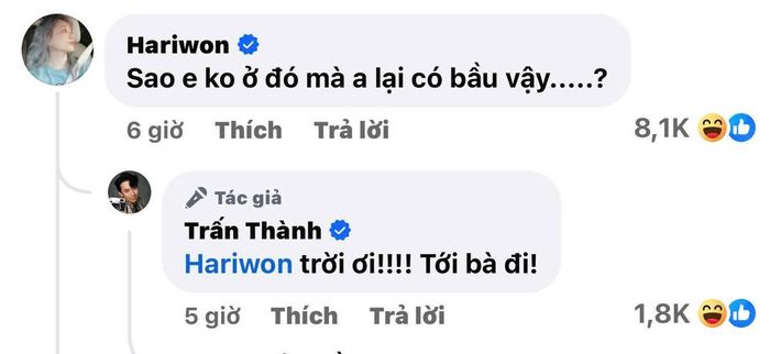 Bình luận của Hari Won nhận về tương tác khủng. Ảnh: Chụp màn hình