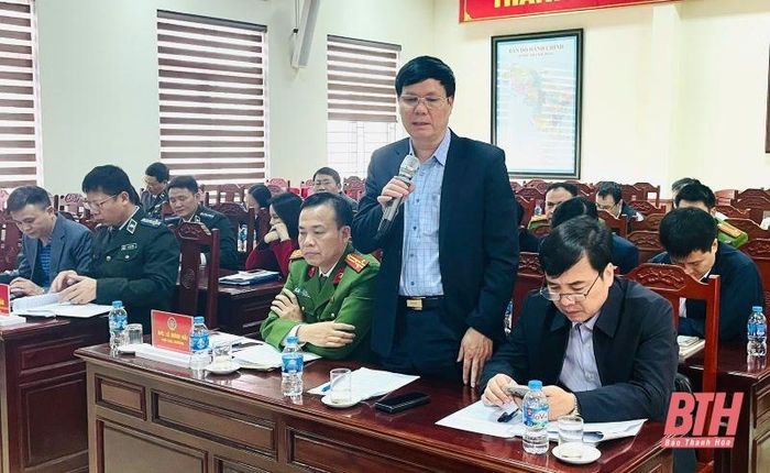Đại diện lãnh đạo Sở TN&amp;MT phát biểu tại hội nghị.