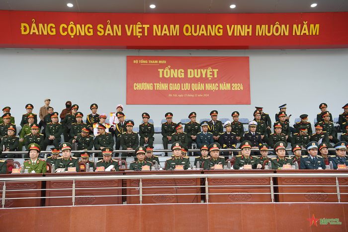 Các đại biểu tham dự Tổng duyệt Giao lưu quân nhạc năm 2024. Ảnh: TUẤN HUY