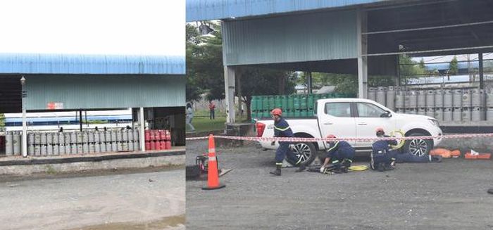 Khu vực kho chứa bình gas phục vụ diễn tập. 