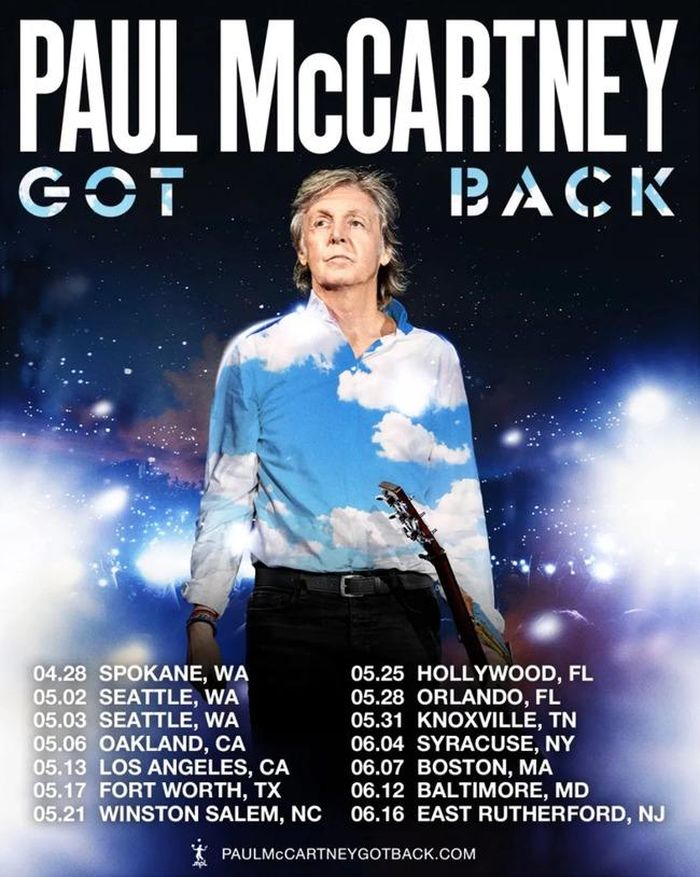 Paul McCartney trên bìa áp phích quảng bá chuyến lưu diễn “Got Back”