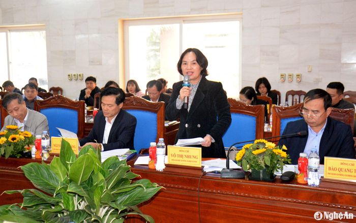 Đồng chí Võ Thị Nhung - Phó Giám đốc Sở Nông nghiệp và PTNT phát biểu tại cuộc làm việc. Ảnh: Xuân Hoàng