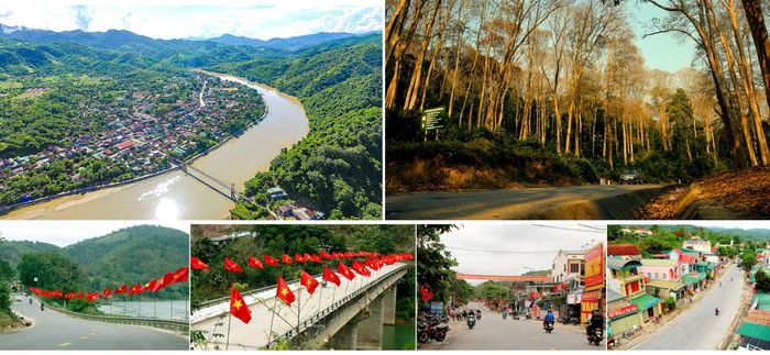 Thị trấn Thạch Giám nhìn từ trên cao; Rừng săng lẻ tại xã Tam Đình; Không khí đón chào các ngày lễ lớn ở huyện miền núi Tương Dương. Ảnh tư liệu: SN- ĐT- HP
