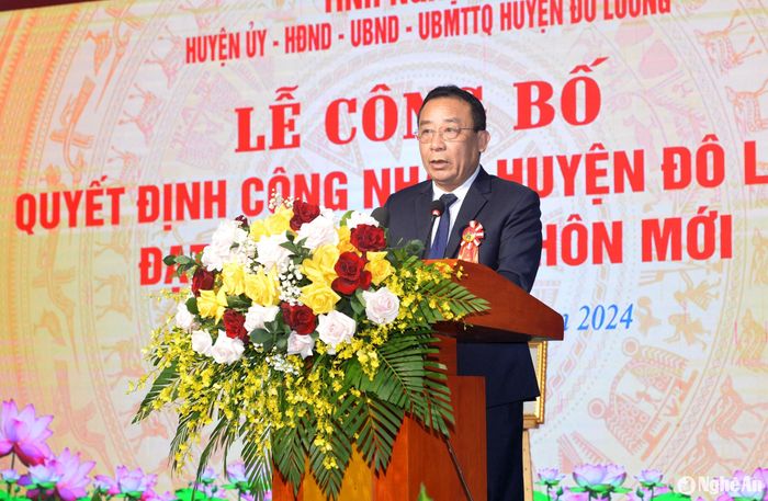 Đồng chí Nguyễn Văn Đệ - Phó Chủ tịch UBND tỉnh phát biểu tại buổi lễ. Ảnh: Xuân Hoàng