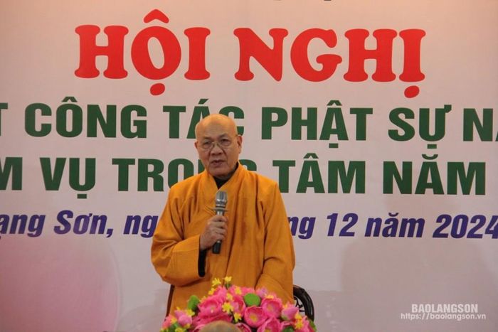 Hòa thượng Thích Quảng Tùng, Phó Chủ tịch Hội đồng Trị sự GHPG Việt Nam phát biểu tại hội nghị