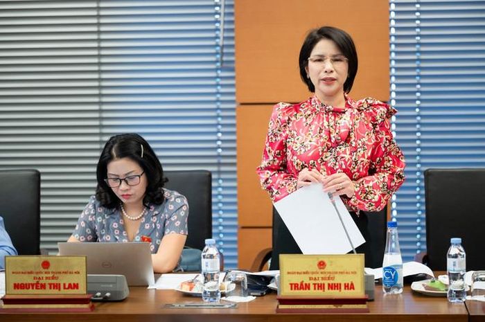  ĐBQH Trần Thị Nhị Hà (Hà Nội) phát biểu. Ảnh: Hồ Long 