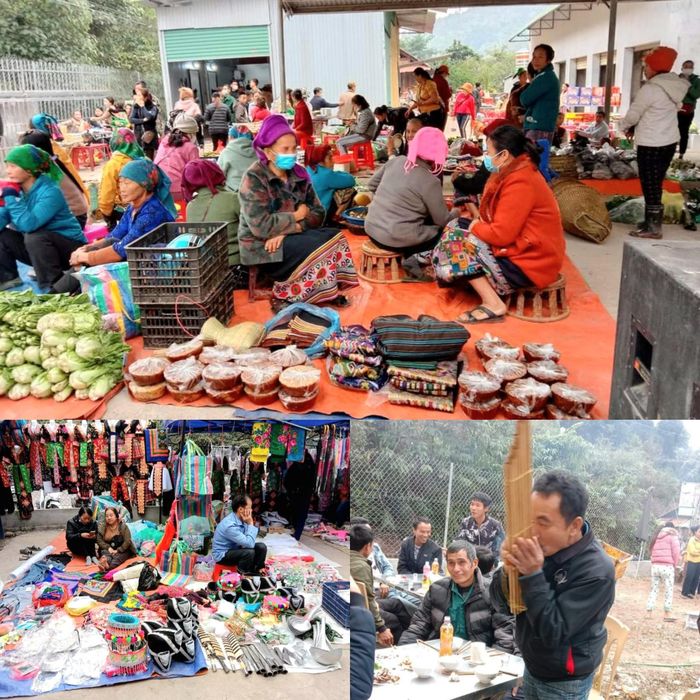 Trao đổi nông sản và giao lưu văn nghệ tại chợ phiên Xốp Tụ, xã Mỹ Lý (Kỳ Sơn). Ảnh: P.V