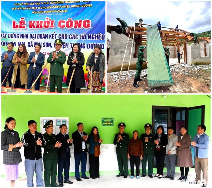 Đồn biên phòng Nhôn Mai, chính quyền địa phương và các nhà hảo tâm khởi công, xây dựng, khánh thành và bàn giao nhà đại đoàn kết cho hộ nghèo. Ảnh: Hải Thượng