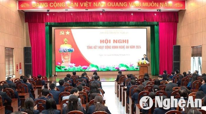 Toàn cảnh hội nghị tổng kết hoạt động năm 2024 và triển khai nhiệm vụ năm 2025 của Kho bạc Nhà nước Nghệ An. Ảnh: PV