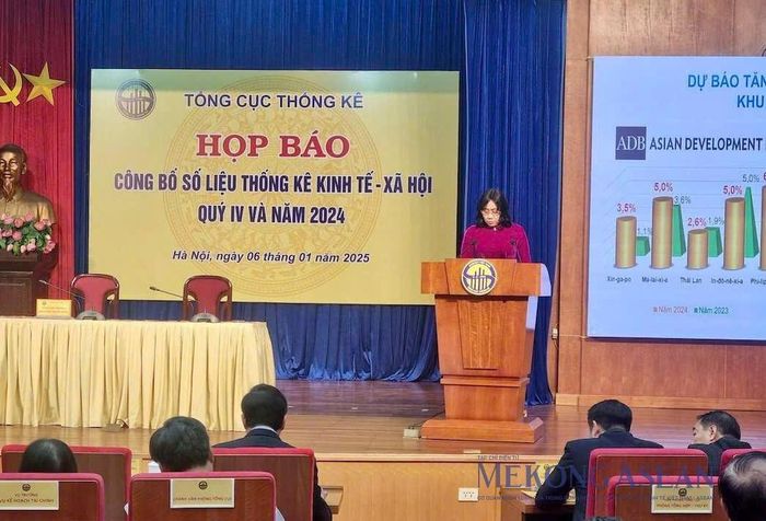 Bà Nguyễn Thị Hương, Tổng cục trưởng Tổng cục Thống kê phát biểu tại Họp báo sáng ngày 6/1.
