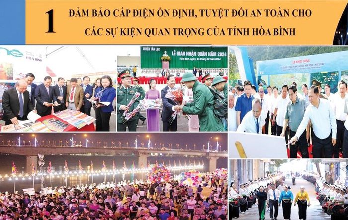  Kết quả nổi bật thứ nhất, năm 2024, Công ty Điện lực tỉnh Hòa Bình đảm bảo cấp điện ổn định, tuyệt đối an toàn cho các sự kiện quan trọng của tỉnh Hòa Bình. 