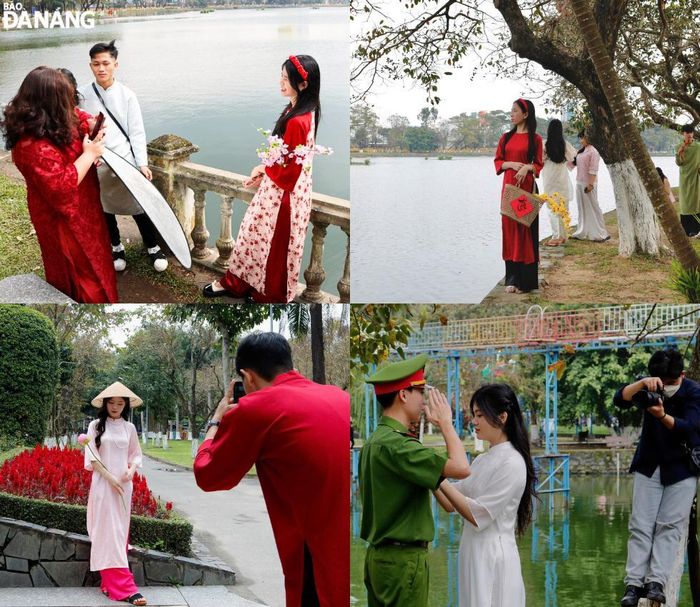 Với không gian rộng lớn, khung cảnh hữu tình, nhiều góc chụp, Công viên 29-3 là một trong những địa điểm chụp hình áo dài yêu thích của nhiều người trong dịp Tết và những dịp quan trọng khác.