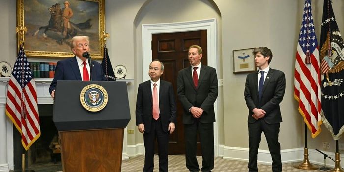  Sam Altman, Masayoshi Son và Larry Ellison đến Nhà Trắng để dự lễ công bố kế hoạch đầu tư 500 tỷ USD cho AI tại Mỹ. Ảnh: Bloomberg. 