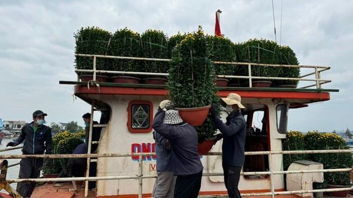 Các công nhân bốc vác hàng hóa cũng phải làm việc hết công suất để đưa hàng lên các tàu