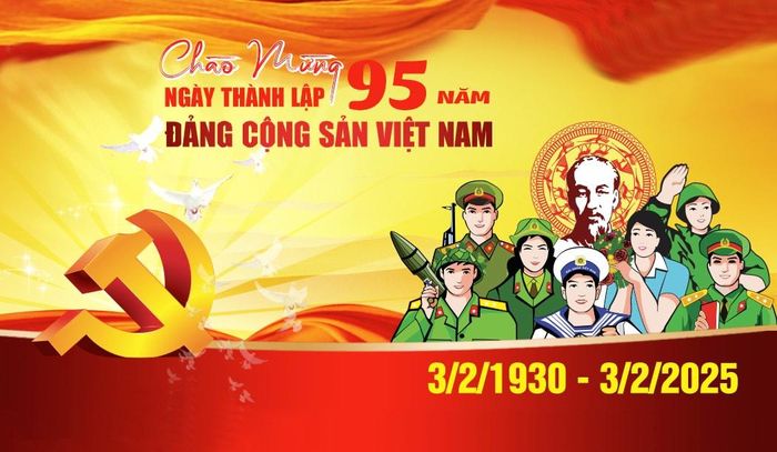 Tranh vẽ cổ động chào mừng 95 năm Ngày thành lập Đảng Cộng sản Việt Nam.