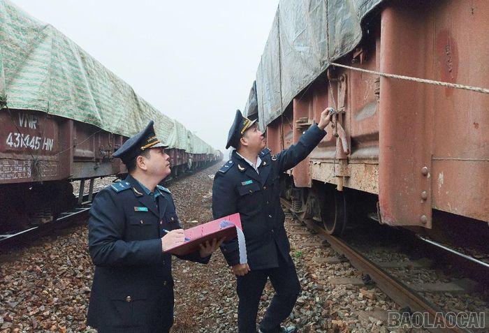  Lực lượng hải quan Cửa khẩu Quốc tế Ga đường sắt kiểm tra hàng hóa xuất - nhập khẩu. 