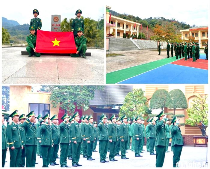 Bộ chỉ huy BĐBP Nghệ An và các đơn vị tổ chức lễ chào cờ đầu năm mới. Ảnh: Hải Thượng- Lê Thạch