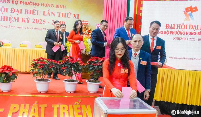 Đại hội đại biểu phường Hưng Bình, thành phố Vinh, nhiệm kỳ 2025 - 2030. Ảnh tư liệu: Thanh Lê