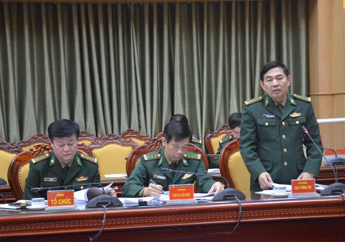 Đại tá Nguyễn Thanh Hải phát biểu tại buổi làm việc. Ảnh: TK