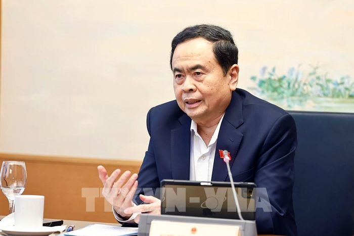 Chủ tịch Quốc hội Trần Thanh Mẫn, Đại biểu Quốc hội tỉnh Hậu Giang phát biểu. Ảnh: Doãn Tấn - TTXVN