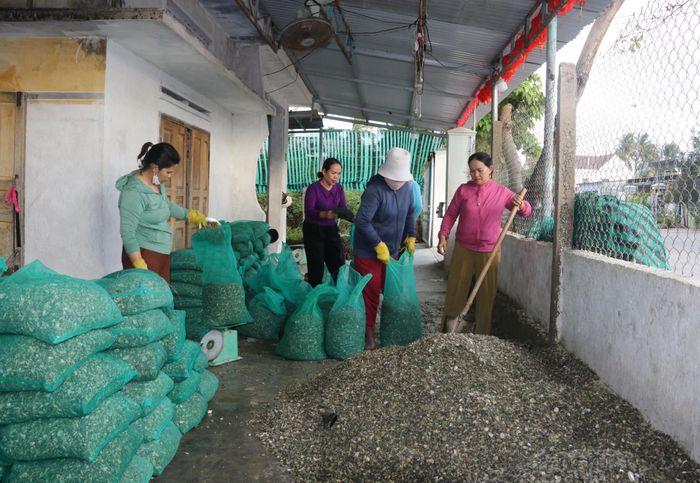 Bà Lâm tạo việc làm thường xuyên cho một số lao động nữ ở địa phương.
