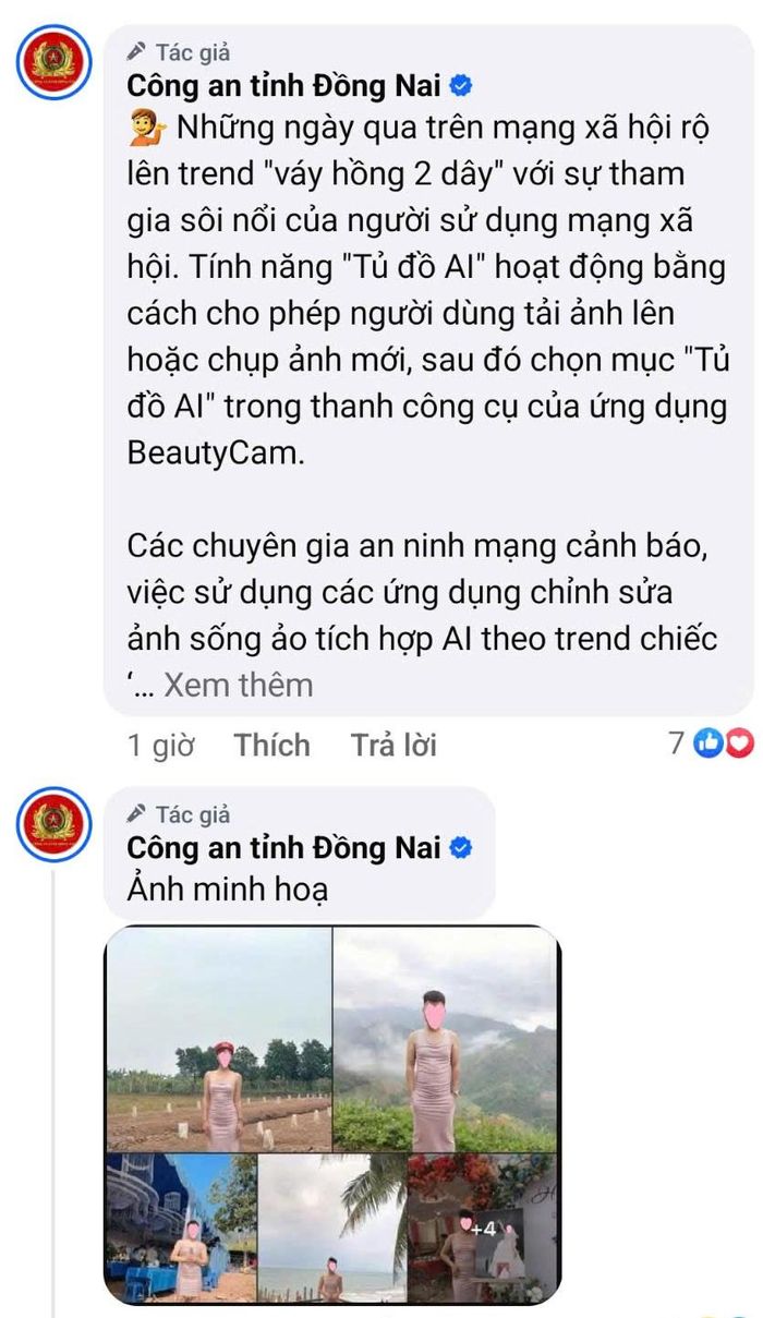Cảnh báo về thủ đoạn theo trend của Công an tỉnh. Ảnh: chụp lại màn hình