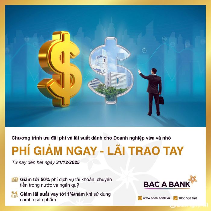 "Phí giảm ngay- Lãi trao tay" từ BAC A BANK. Ảnh: BAB